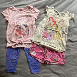 Girls size 4 Disney Princess pink and tan sets